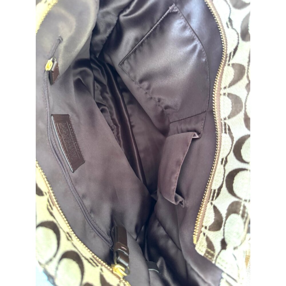 Coach Brown‎ Signature Canvas Tote Bag W/ Leather Handles & Gold-Tone Hardware - Picture 7 of 7